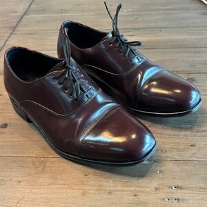 Florsheim Cap Toe Oxford Men 10.5 W Heritage Leather Lace Up Burgundy Formal